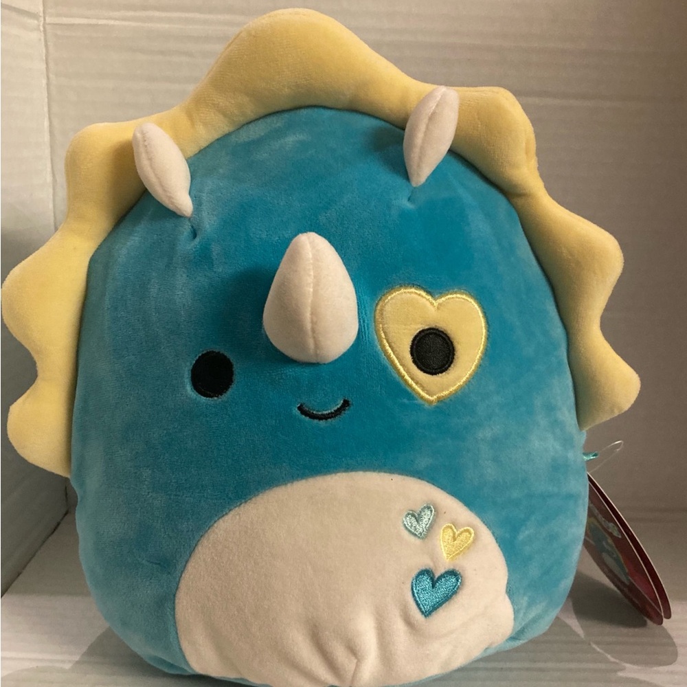 Squishmallows Blue and Yellow Dinosaur Plush